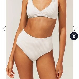 NWT Solid and Striped Beverly Ribbed Bikini Set